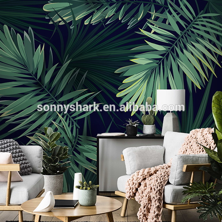 Green Leaf Wallpaper Living Room - HD Wallpaper 