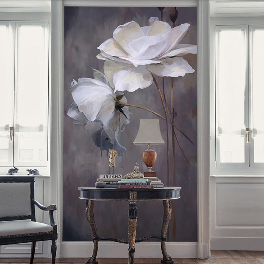 Blumens Gemälde Weiss - HD Wallpaper 