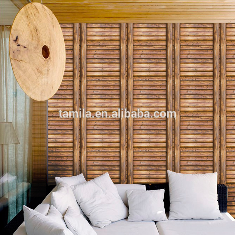 Width 45cm*length 100cm 3d Wood Effect Wallpaper Home - Hiasan Dinding Motif Kayu - HD Wallpaper 