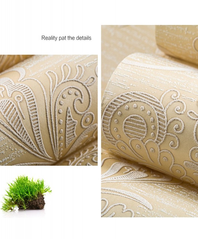 Beige Luxury Italian Style Modern 3d Embossed Wallpaper - Wallpaper - HD Wallpaper 