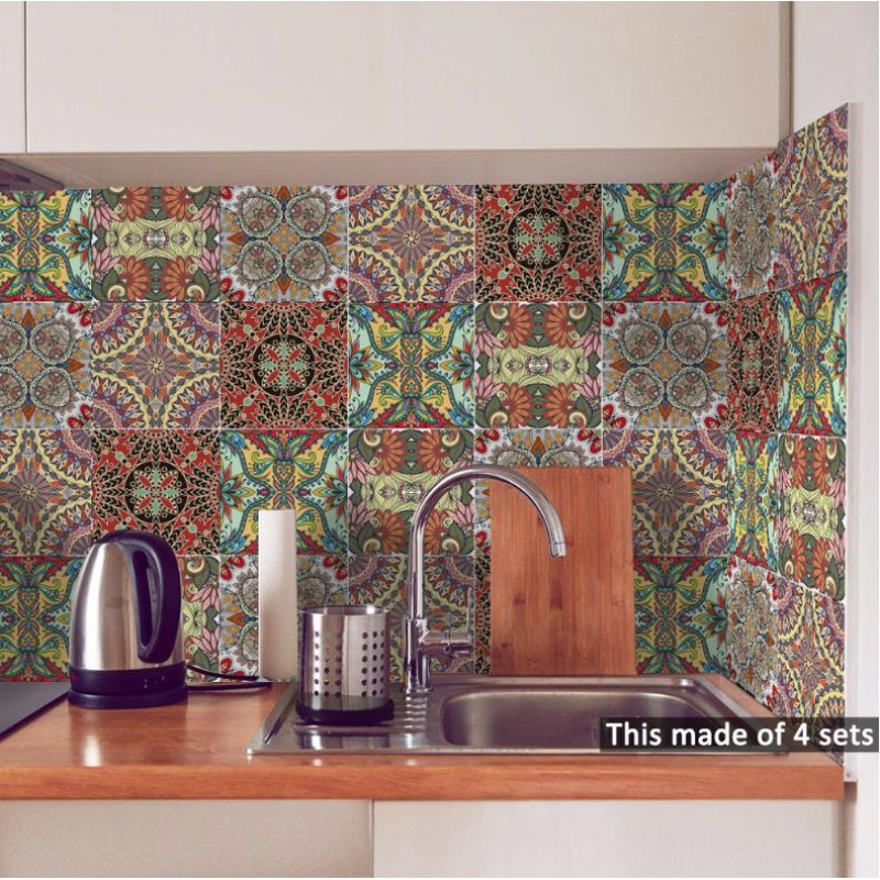 Bedroom Living Room Kitchen Indian Style Tile Sticker - Sticker - HD Wallpaper 