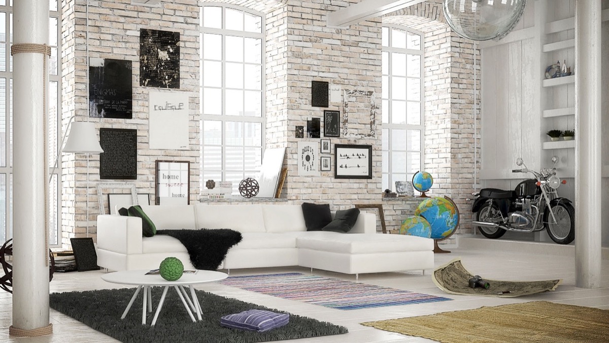 White Brick Wall Interior - HD Wallpaper 