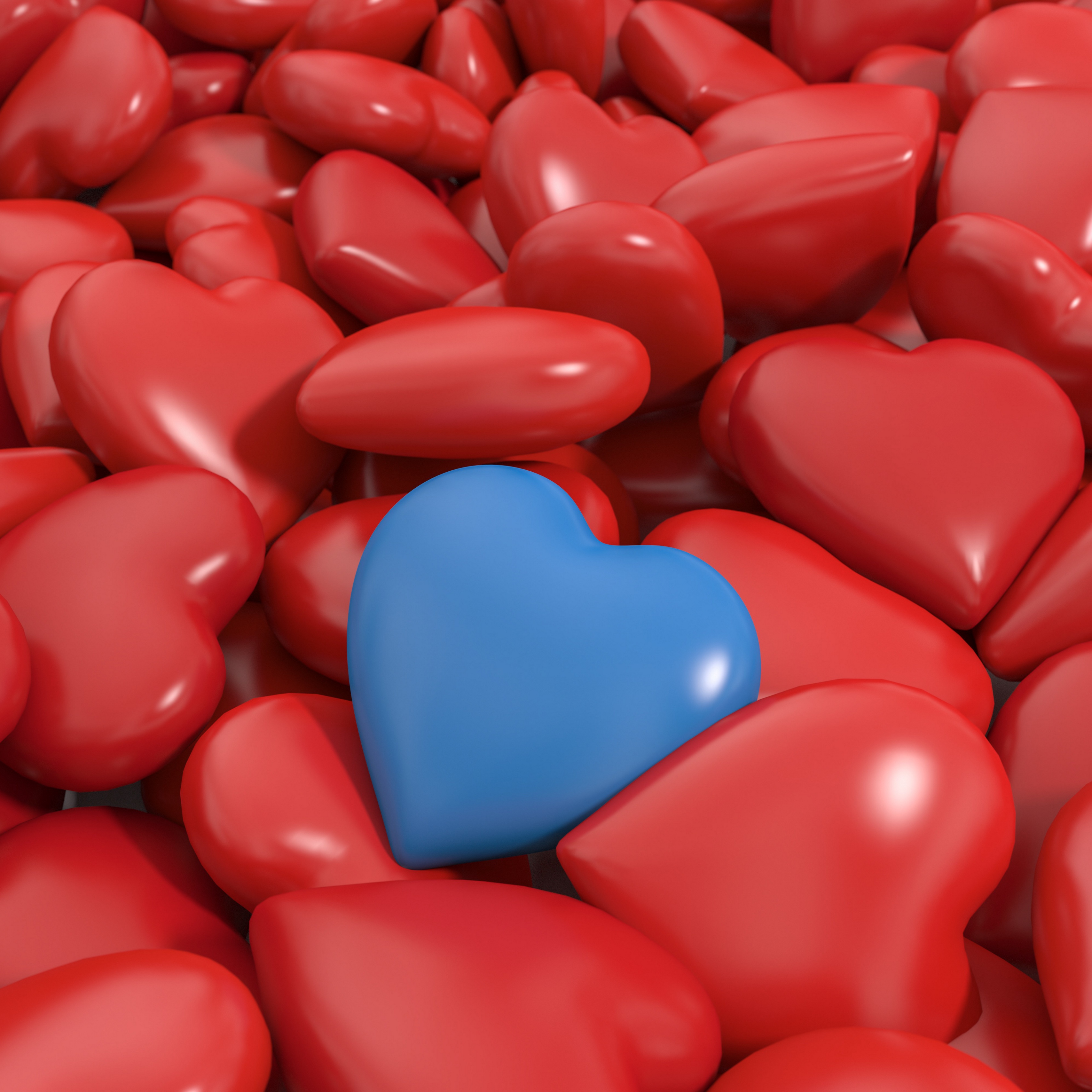 Wallpaper Heart, Red, Blue, 3d - HD Wallpaper 