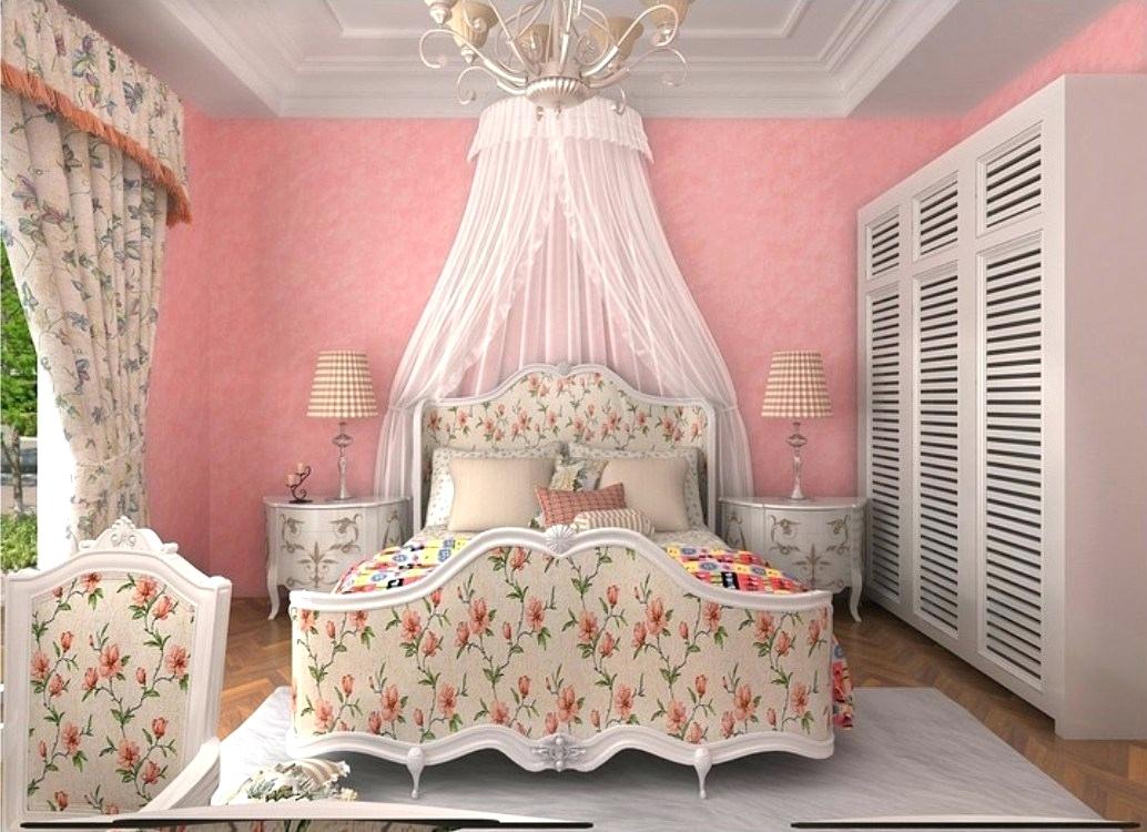 Country Bedroom Romantic Pastoral Style Purple Wallpaper - HD Wallpaper 