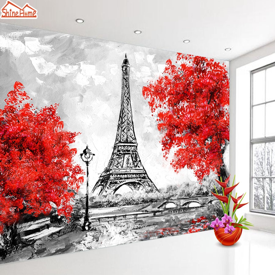 Eiffel Tower Painting Black And White - HD Wallpaper 