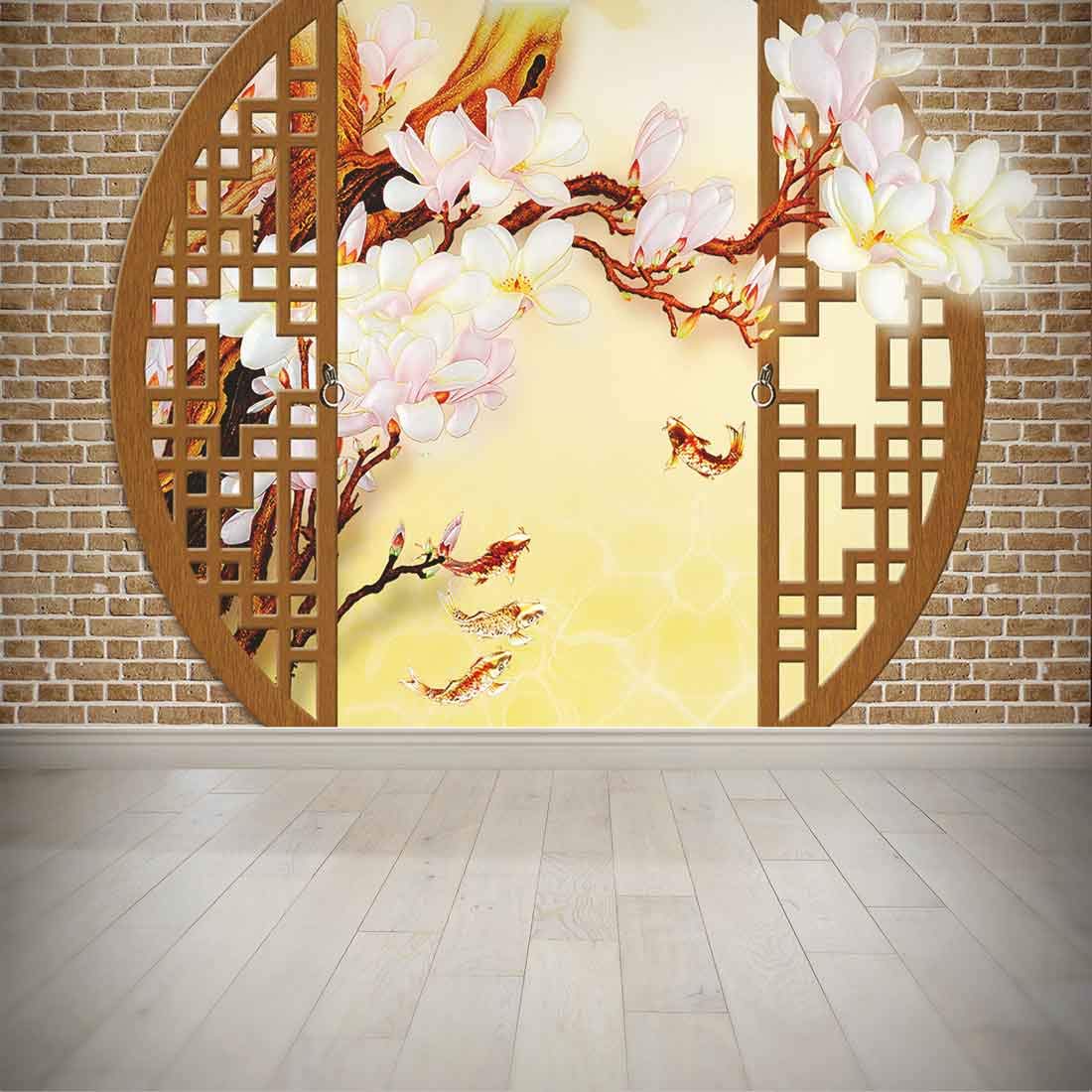 Nish 3d Wallpaper Mural - 中國 風 圓 框 Png - HD Wallpaper 