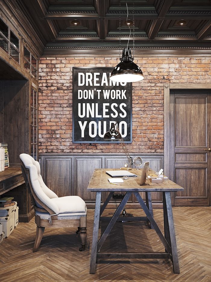 Stylish Rustic Industrial Wall Decor 25 Awesome Home - Rustic Home Office - HD Wallpaper 