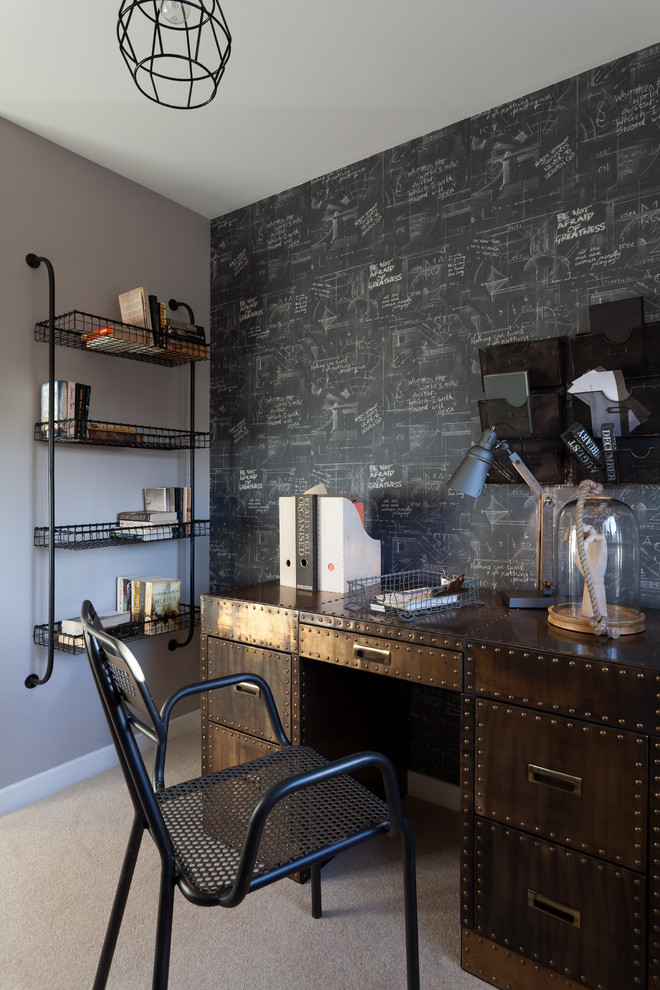 Bramwell Writing Desk Contemporary Home Office Wall - Chalkboard Wall Home Office - HD Wallpaper 