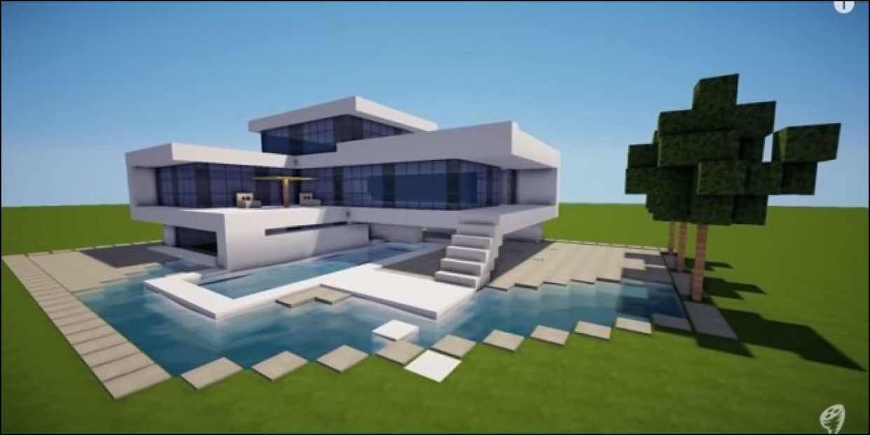 Cool Modern House Minecraft Pe Step By Step Modern House Minecraft 1242x622 Wallpaper Teahub Io
