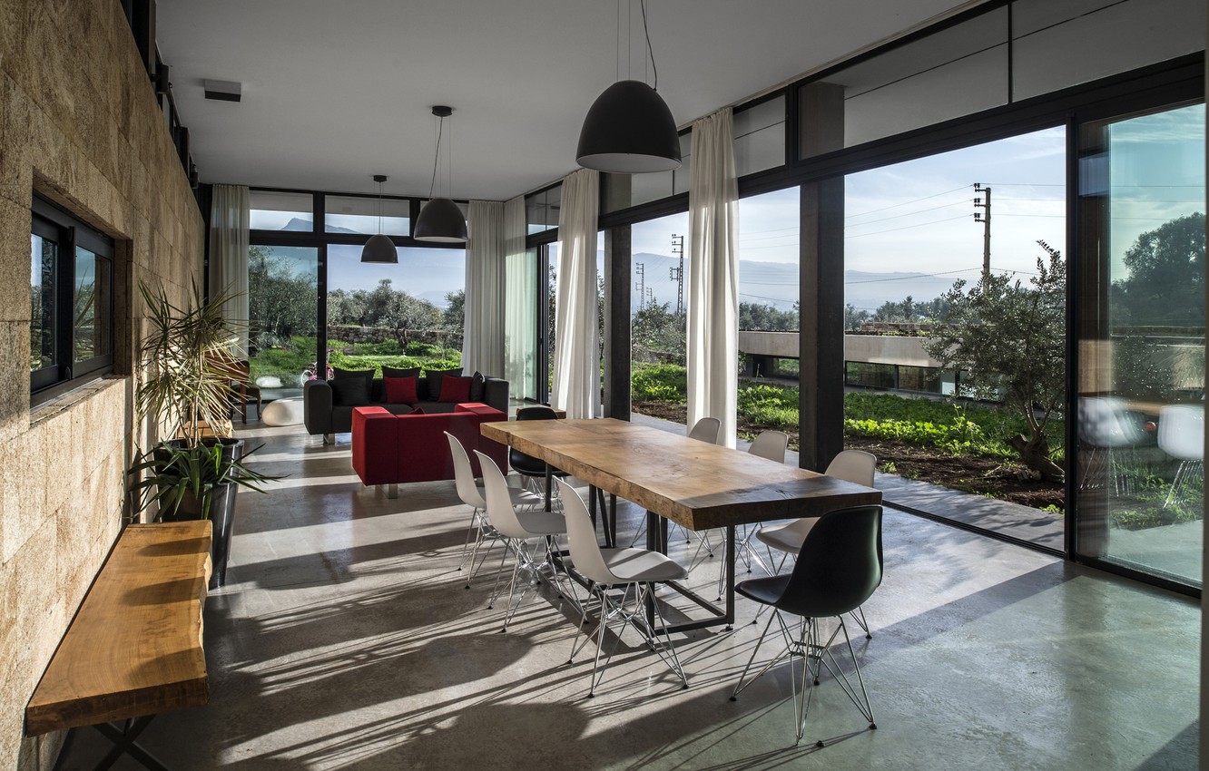 Photo Wallpaper Interior, Living Room, Dining Room, - Modern House In Lebanon - HD Wallpaper 