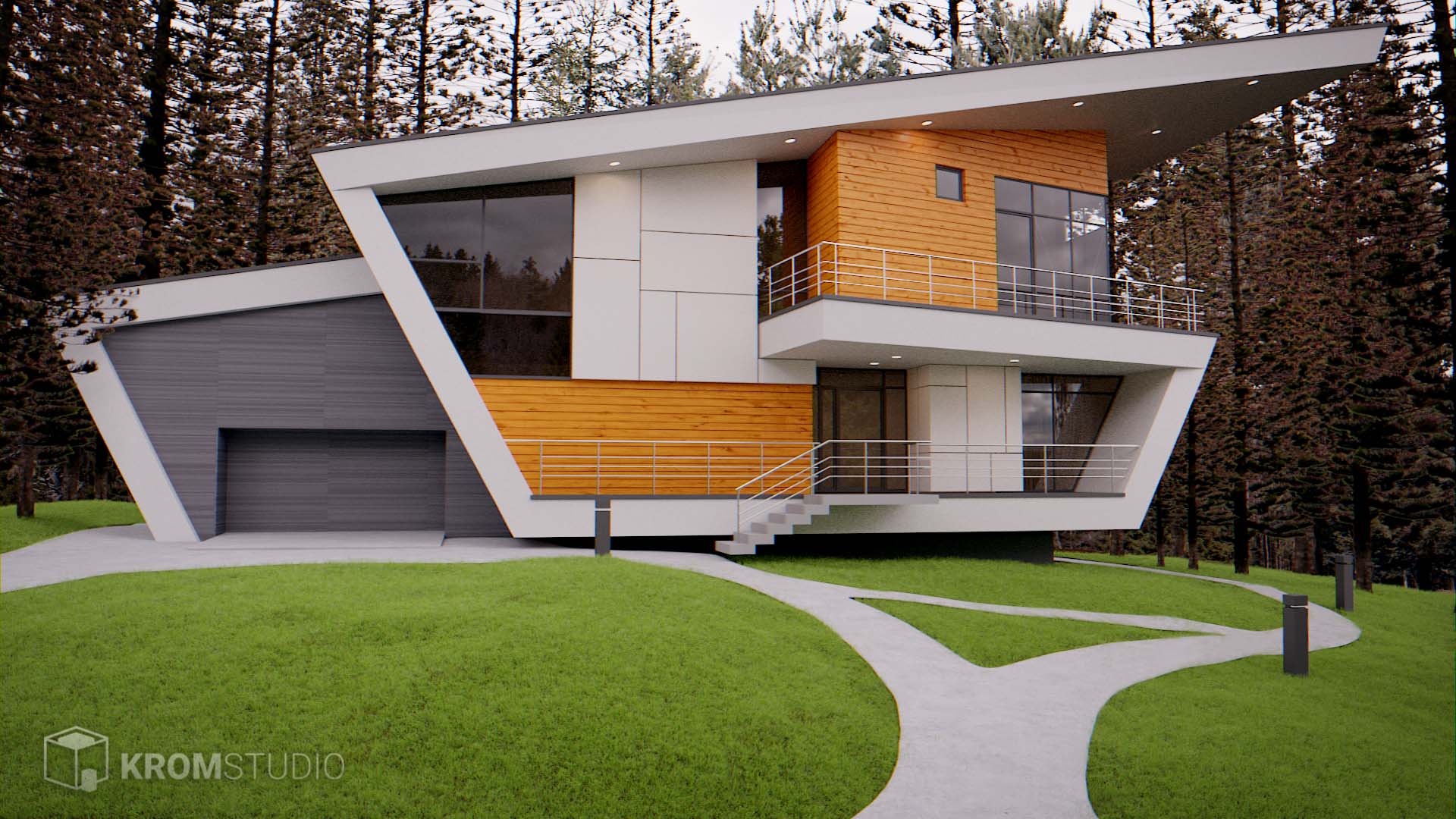 Blender Modern House - HD Wallpaper 