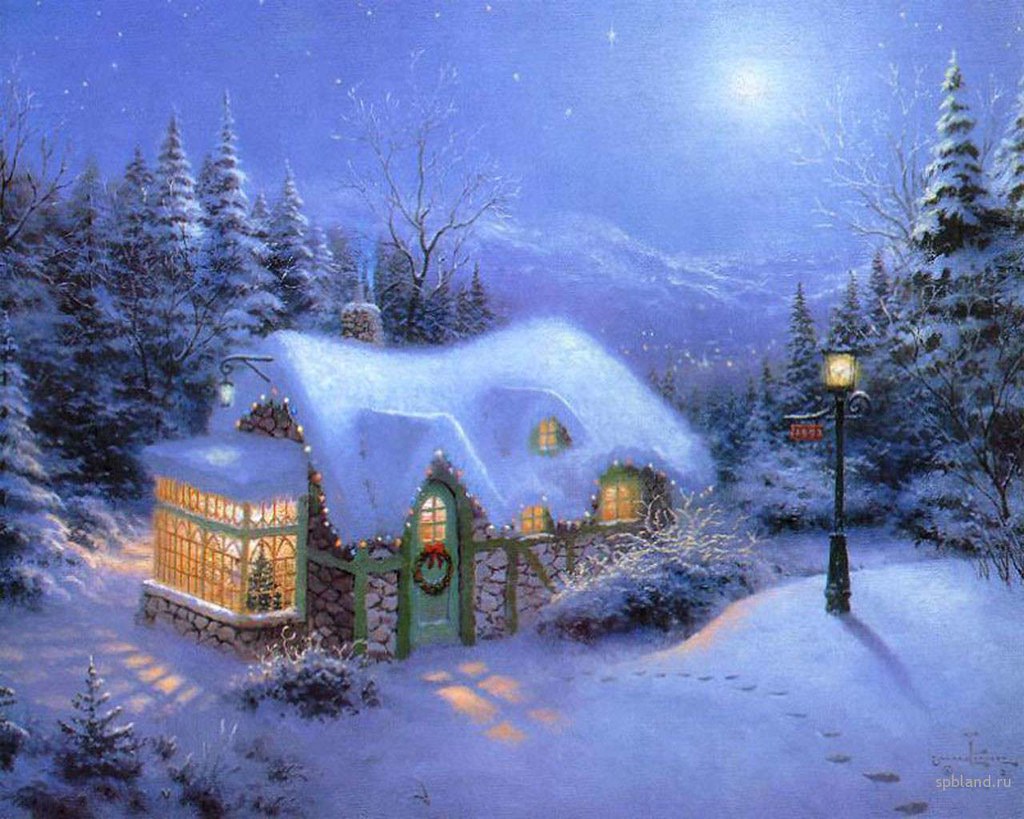 Christmas Cottage - HD Wallpaper 