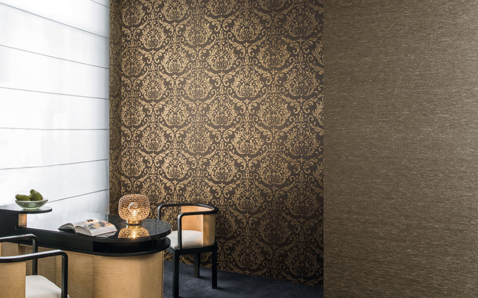 Designer Damask Wallcovering - Papel De Parede Castanho - HD Wallpaper 