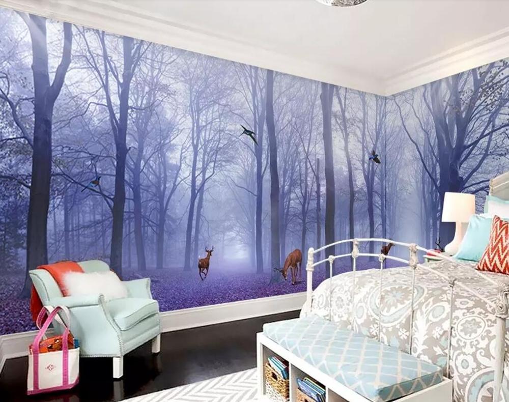 Forest Design Print Wall Panel Pvc 3d - End Of Bed Bench For Girls - HD Wallpaper 