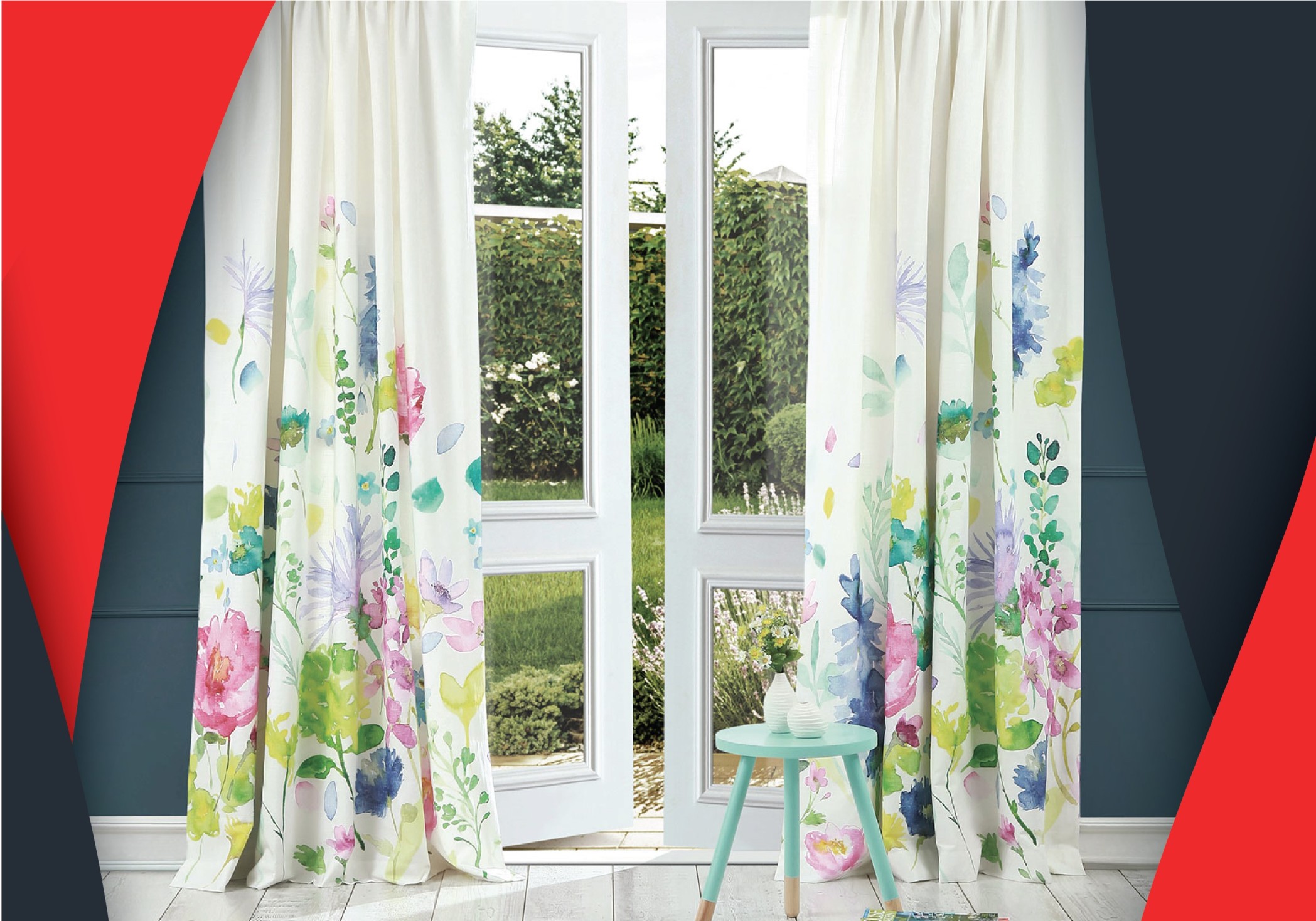 Curtains Dealers In Pune - Bluebellgray - Tetbury Meadow Pencil Pleat Curtains - HD Wallpaper 