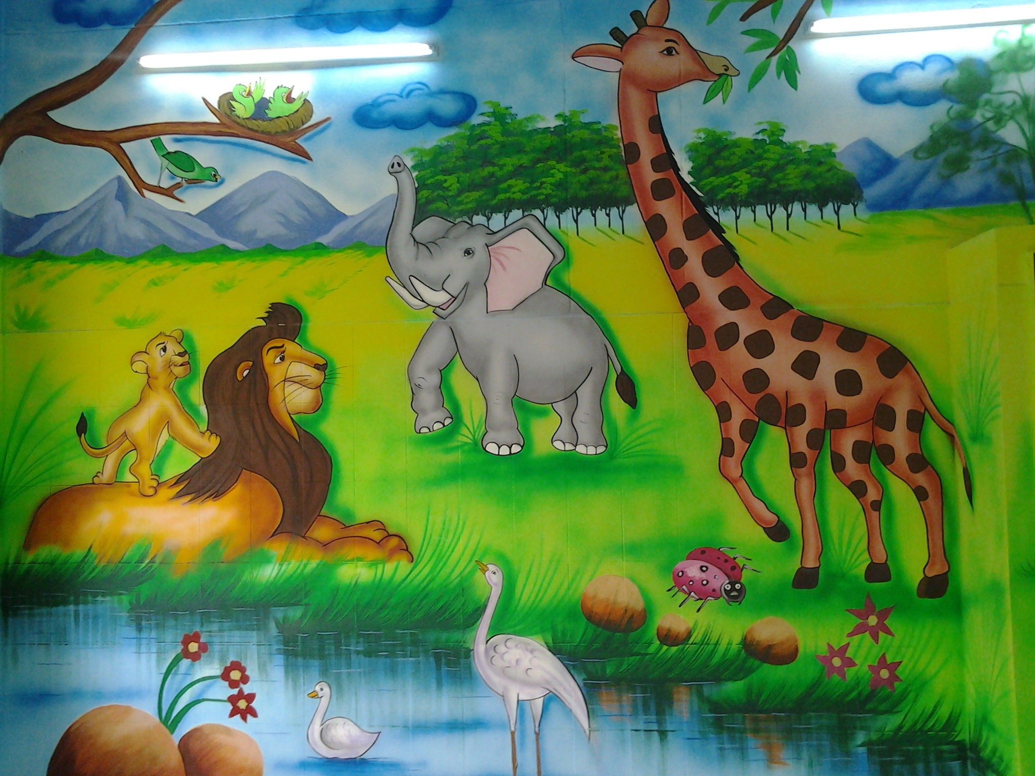 Jungle Theme Wall Paintings - HD Wallpaper 