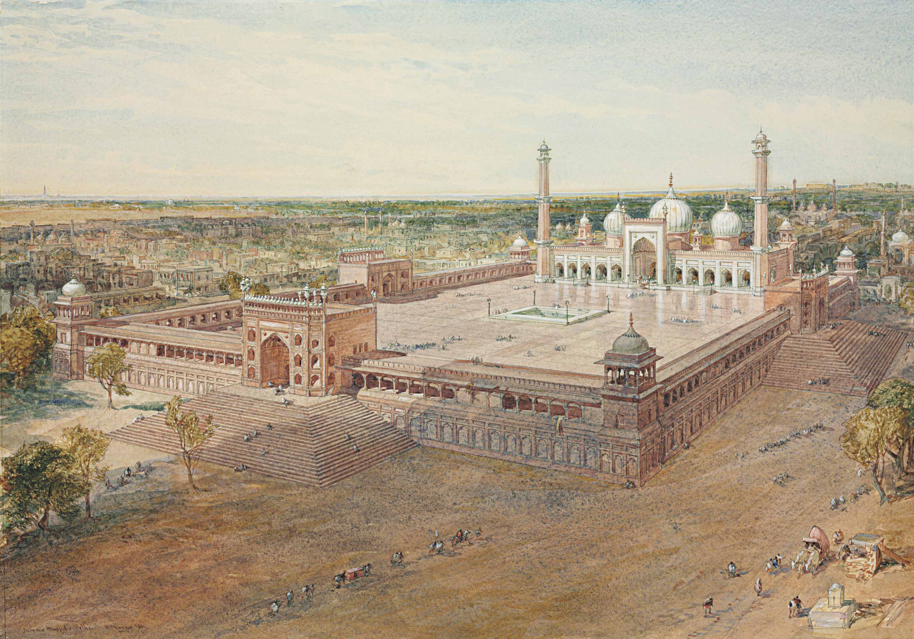 William Simpson - Jama Masjid New Delhi Painting - 3200x2237 Wallpaper - William Simpson - Jama Masjid New Delhi Painting - 3200x2237 Wallpaper -