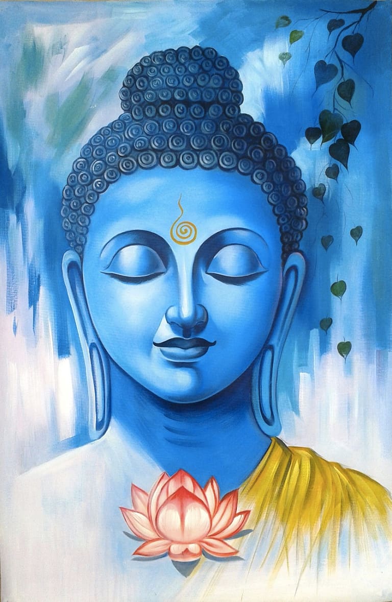 Gautama Buddha Painting, Bodhi Tree Gautama Buddha - Buddha Drawing With Colour - HD Wallpaper 