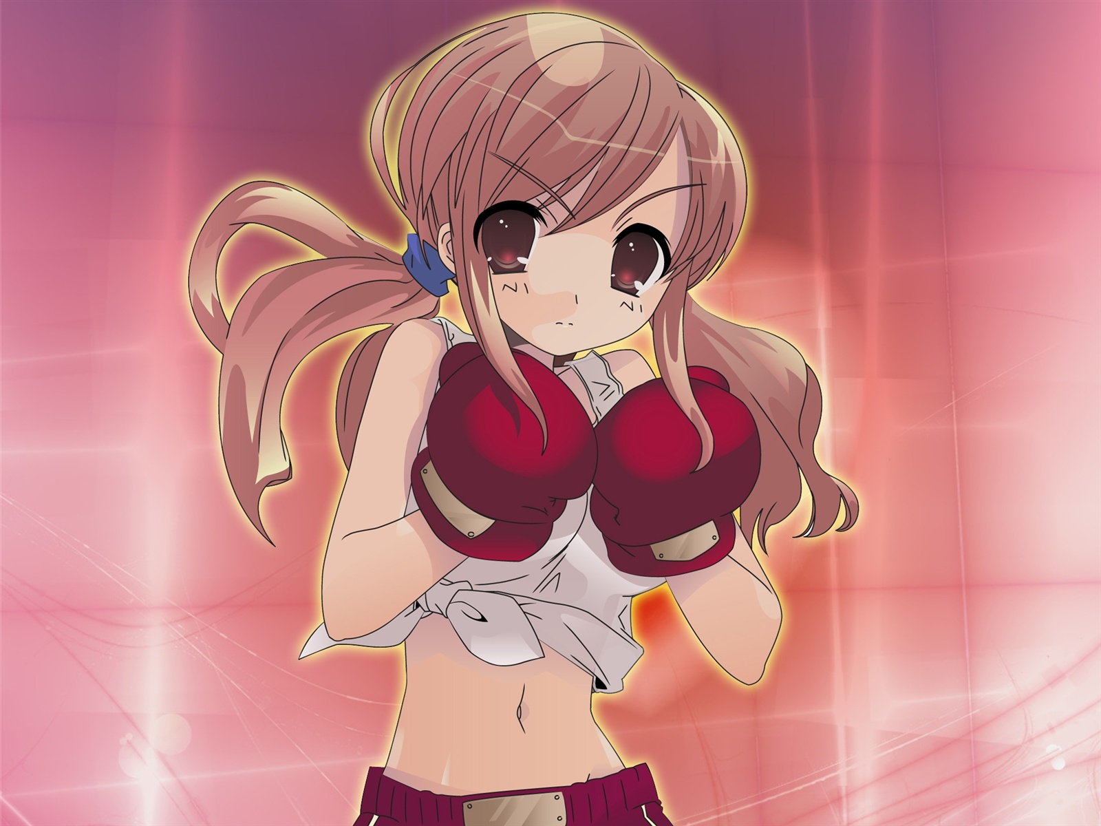 Cute Boxing Anime Girl - HD Wallpaper 