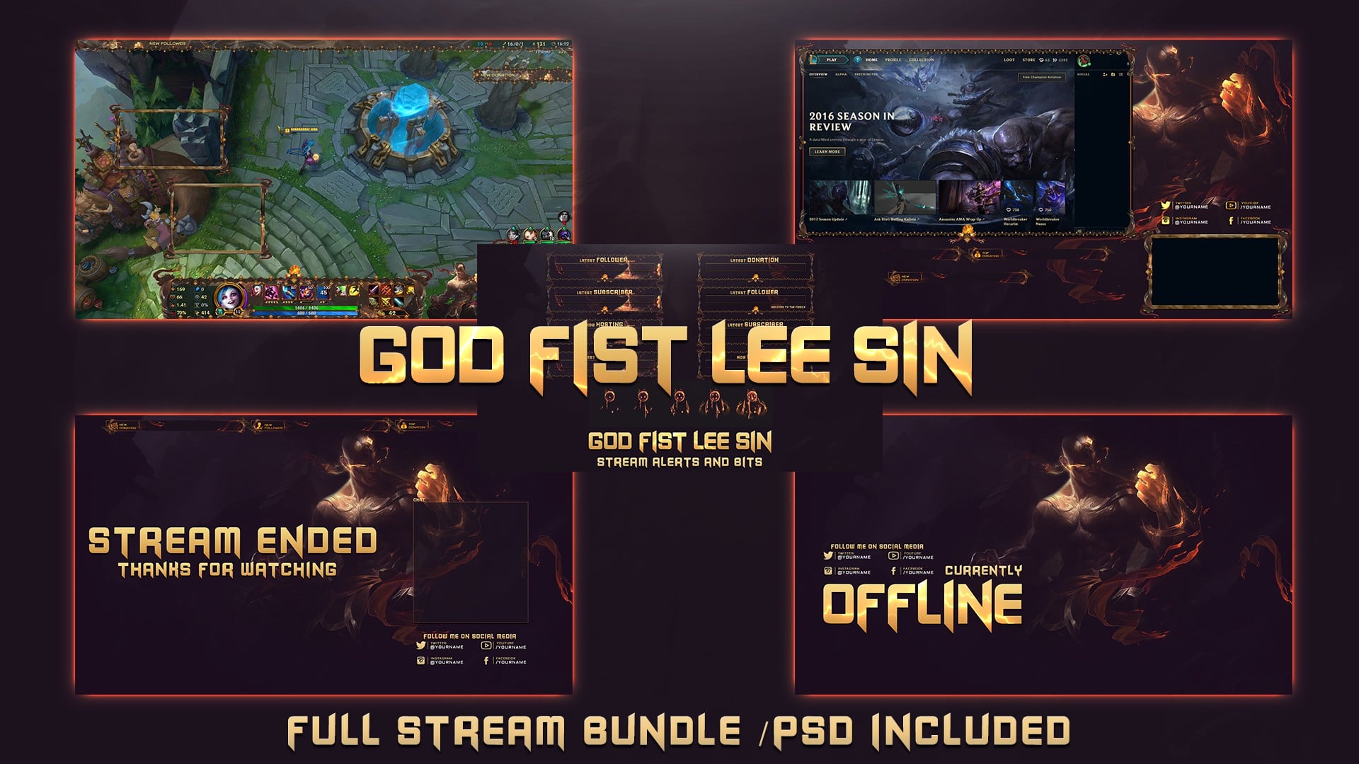 God Fist Lee Sin Full Stream Bundle Pack Kireaki - Lee Sin Stream Overlay - HD Wallpaper 
