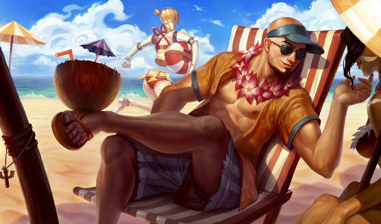 Pool Party Lee Sin Skin Splash Art - Lee Sin Pool Party Skin - HD Wallpaper 