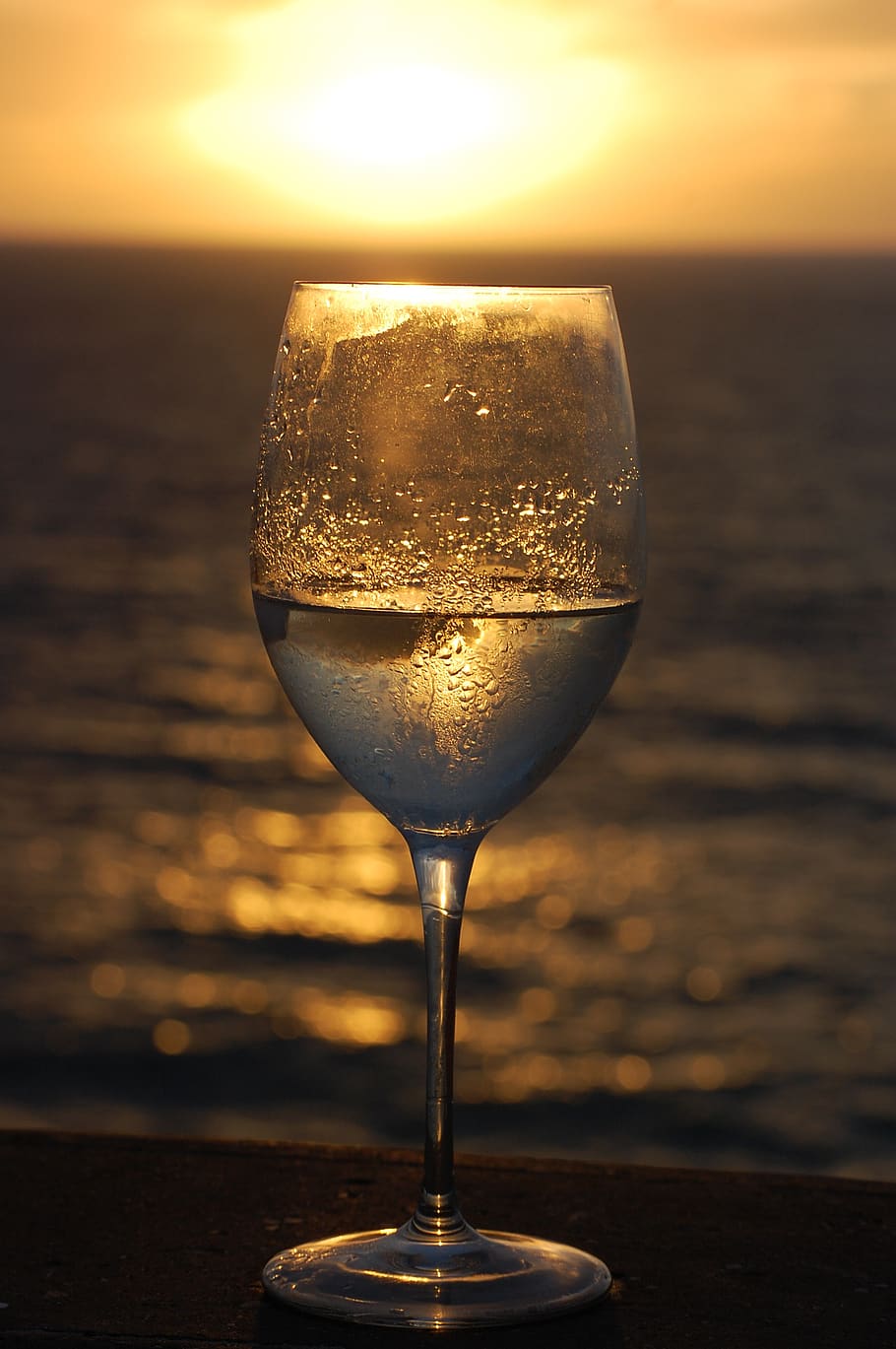 Wine, Wine Glass, Sunset, Beach, Ocean, Relax, Object, - Wine Glass Sunset - HD Wallpaper 