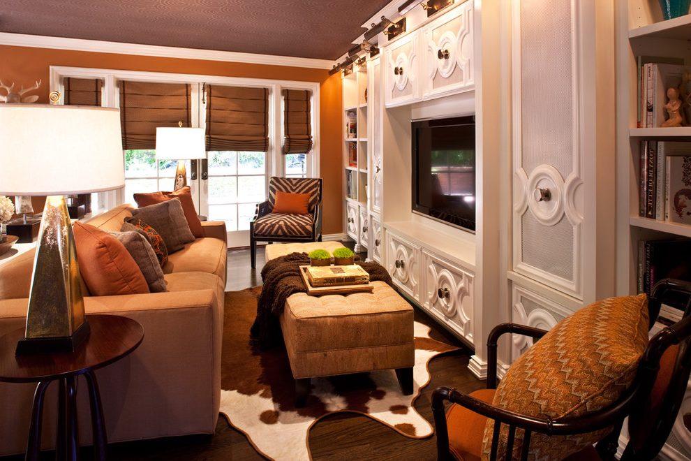 Los Angeles Scalamandre Zebra Fabric Family Room Transitional - Living Room - HD Wallpaper 