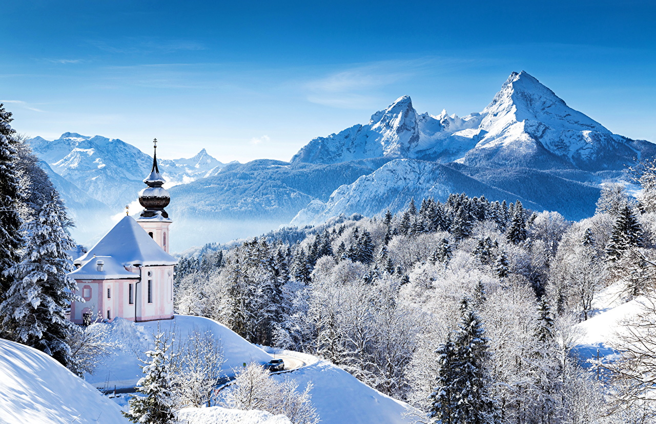 Bavarian Alps Germany Winter - HD Wallpaper 