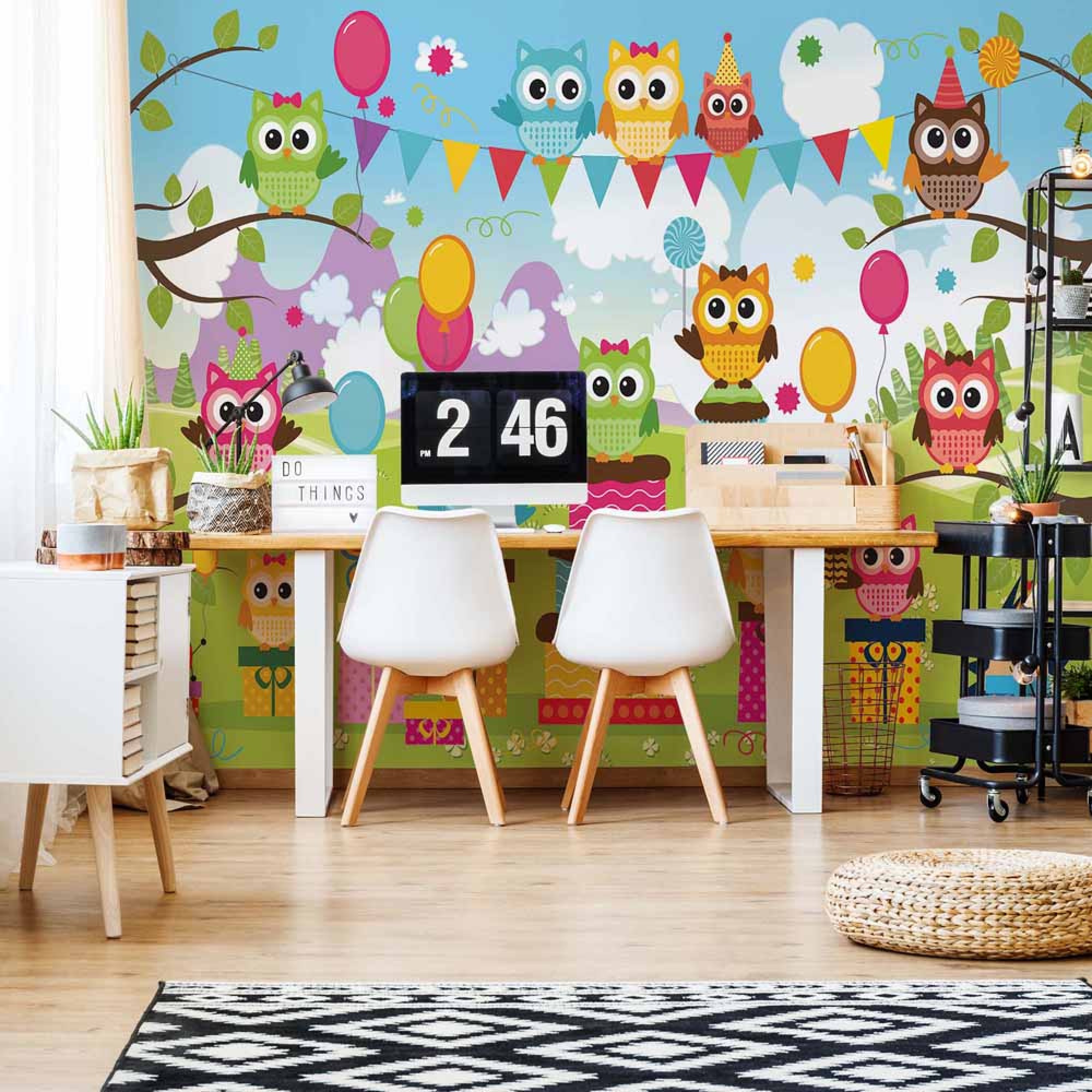 Cartoon Owl Party - Wallpaper - HD Wallpaper 