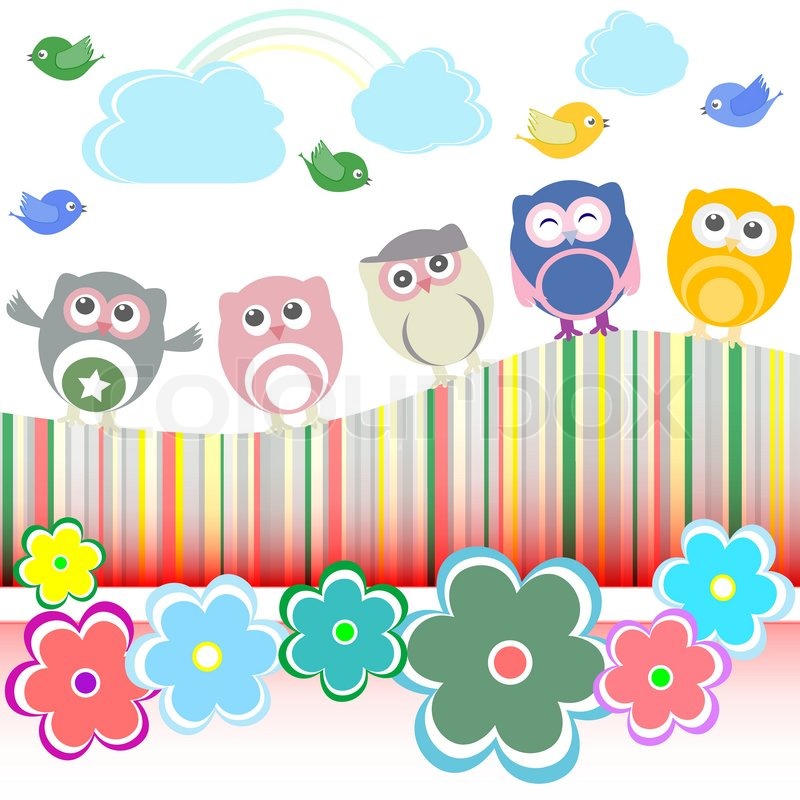 Flowers And Birds Cartoon - HD Wallpaper 