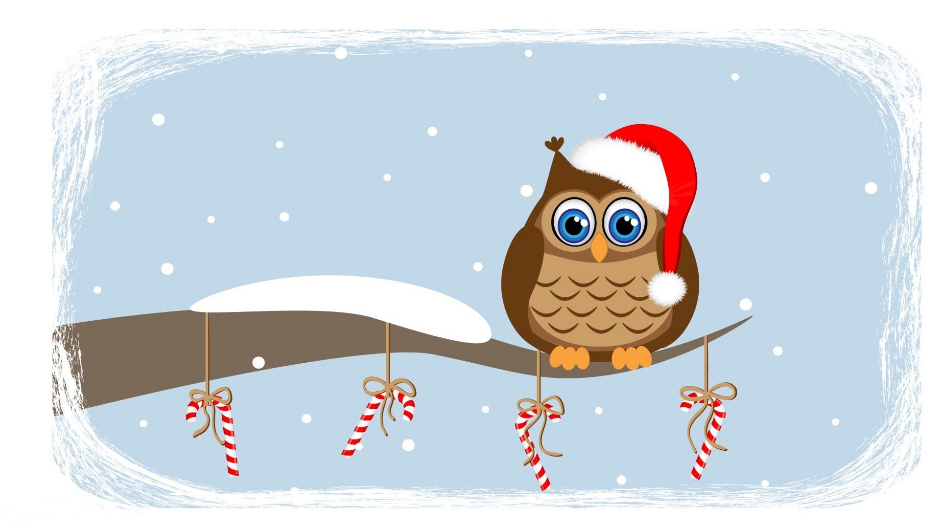 1920x1080, Sweet Owl Bird Christmas Cartoon Image 
 - Christmas Owl - HD Wallpaper 