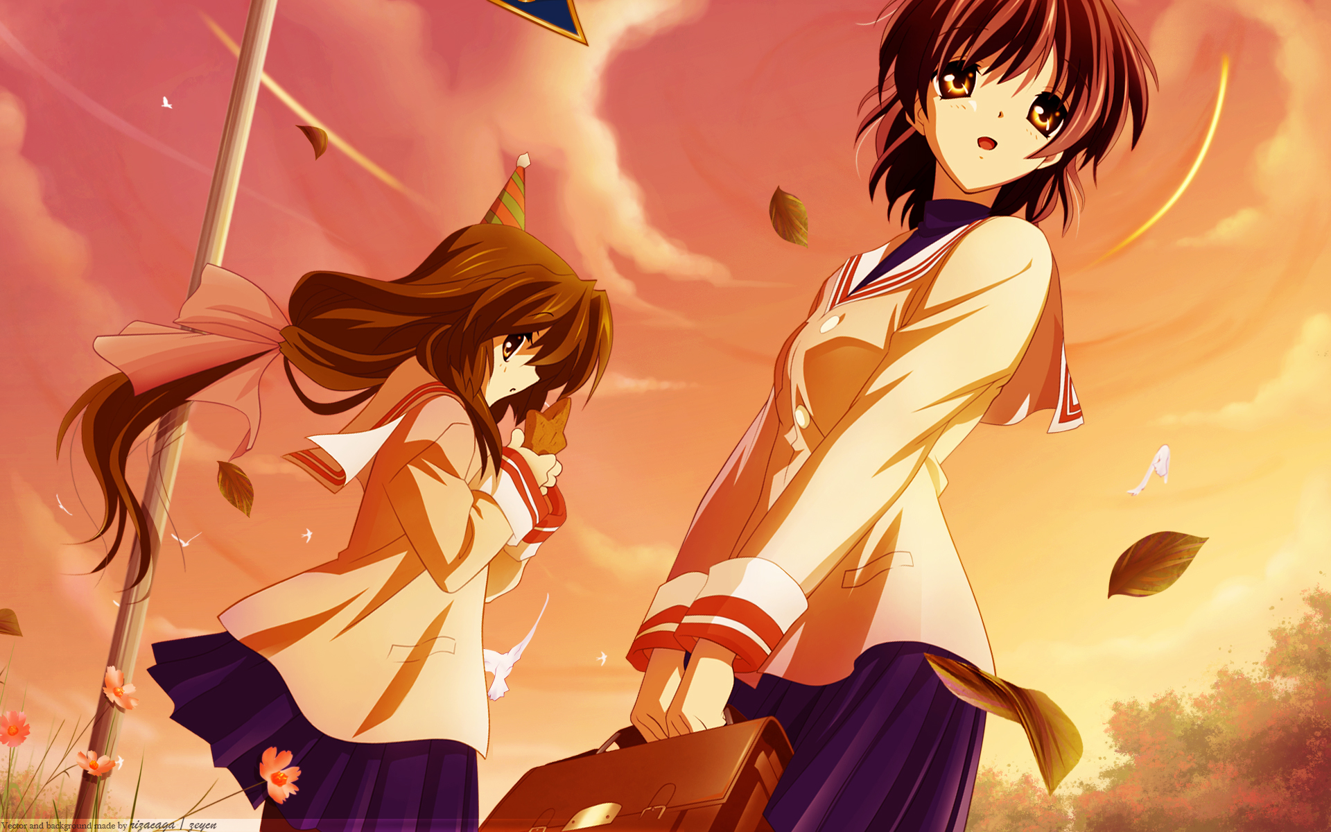 Anime School Girls - HD Wallpaper 