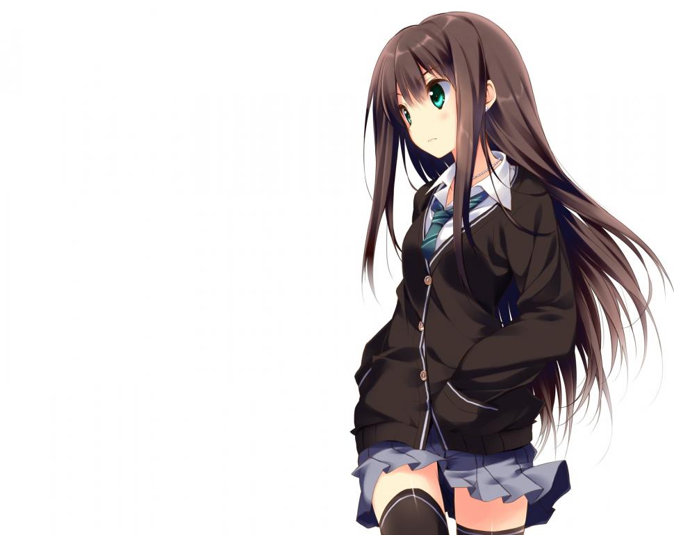 Shibuya Rin, Anime Girls, School Uniform Wallpaper,shibuya - Anime Girl With Long Hair - HD Wallpaper 