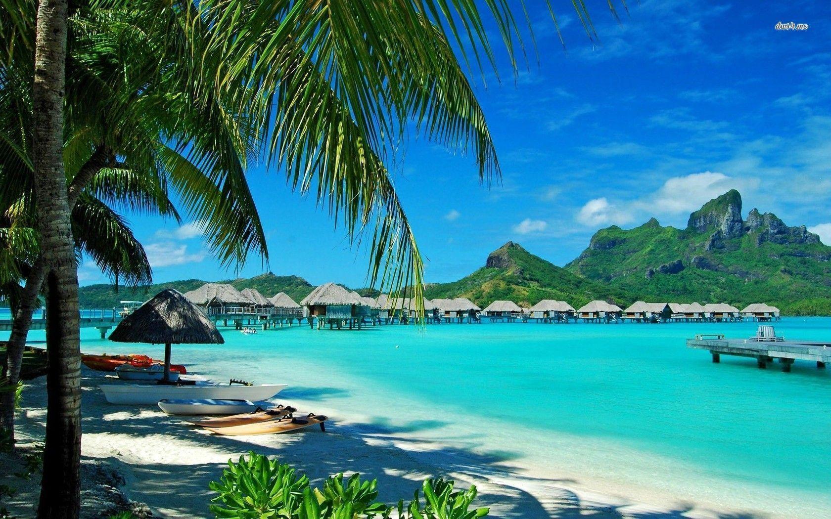 Hawaiian Beach Background - Bora Bora Background - HD Wallpaper 