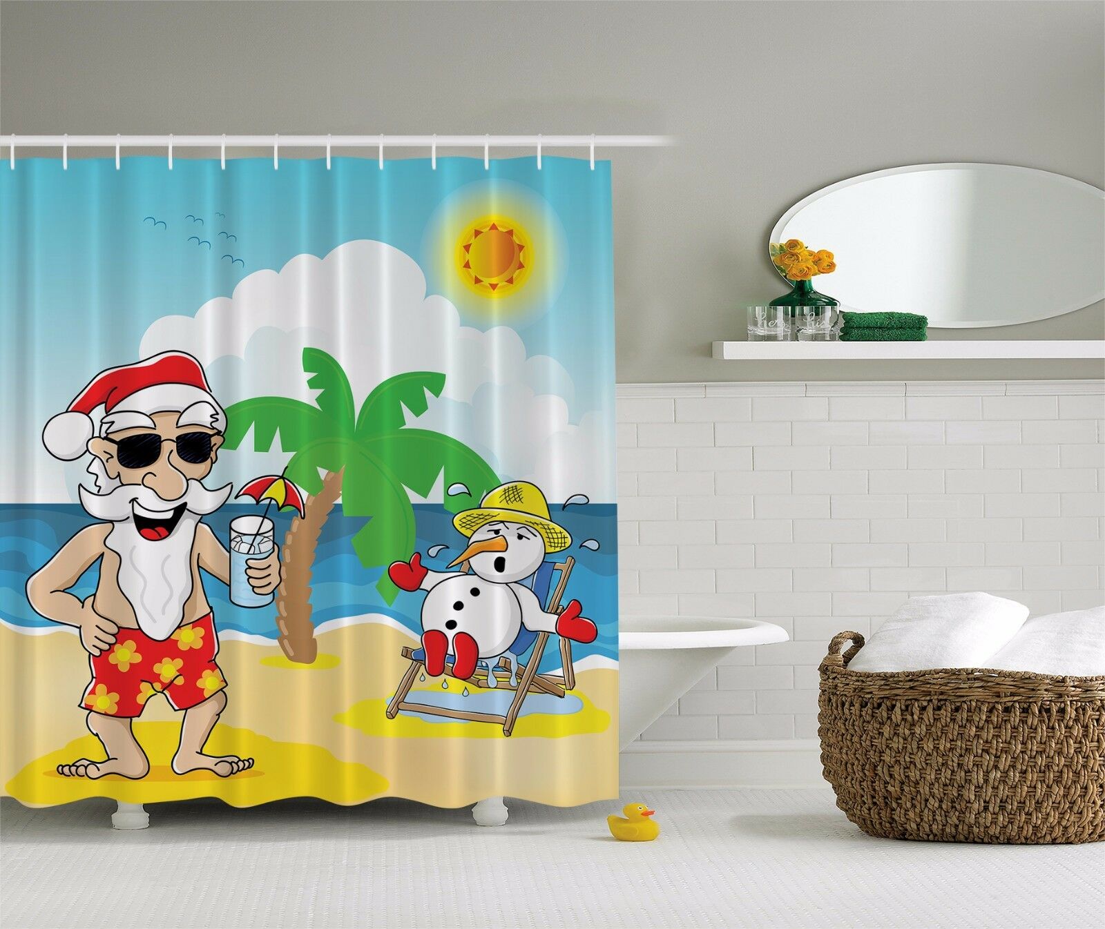 Blue Pink And Orange Flower Shower Curtain - HD Wallpaper 