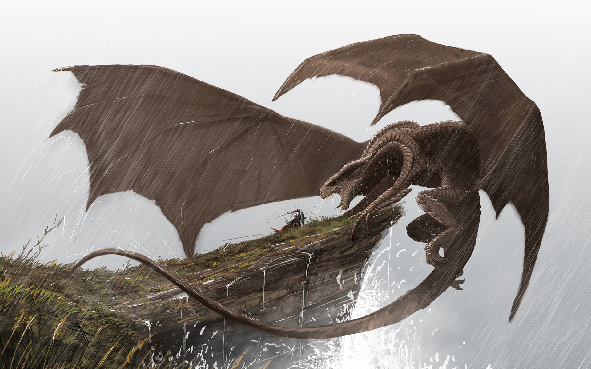 Griffin Vs Dragon - HD Wallpaper 