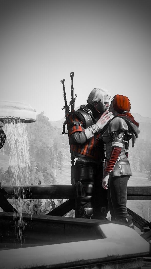 Phone Wallpaper Geralt And Triss - HD Wallpaper 