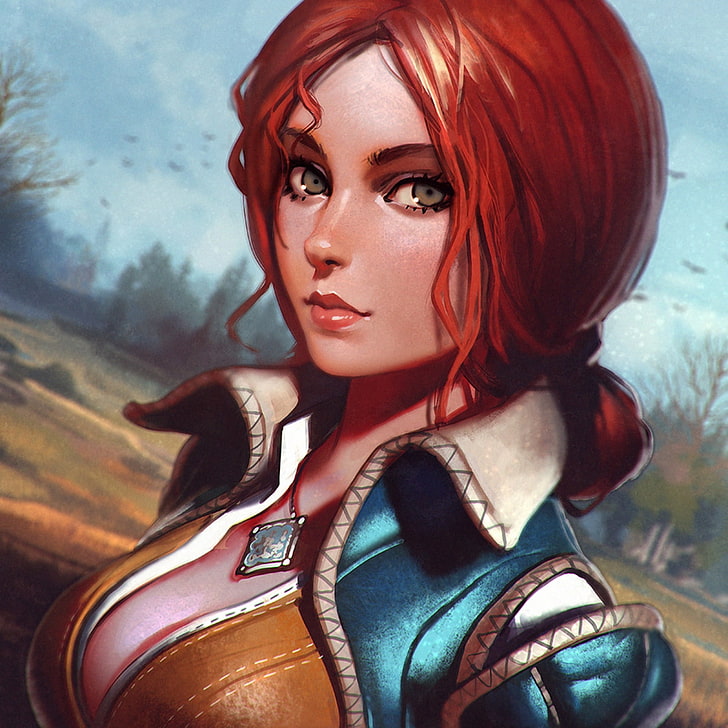 Brown Haired Female Cartoon Character, Triss Merigold, - Triss Merigold Fan Art - HD Wallpaper 