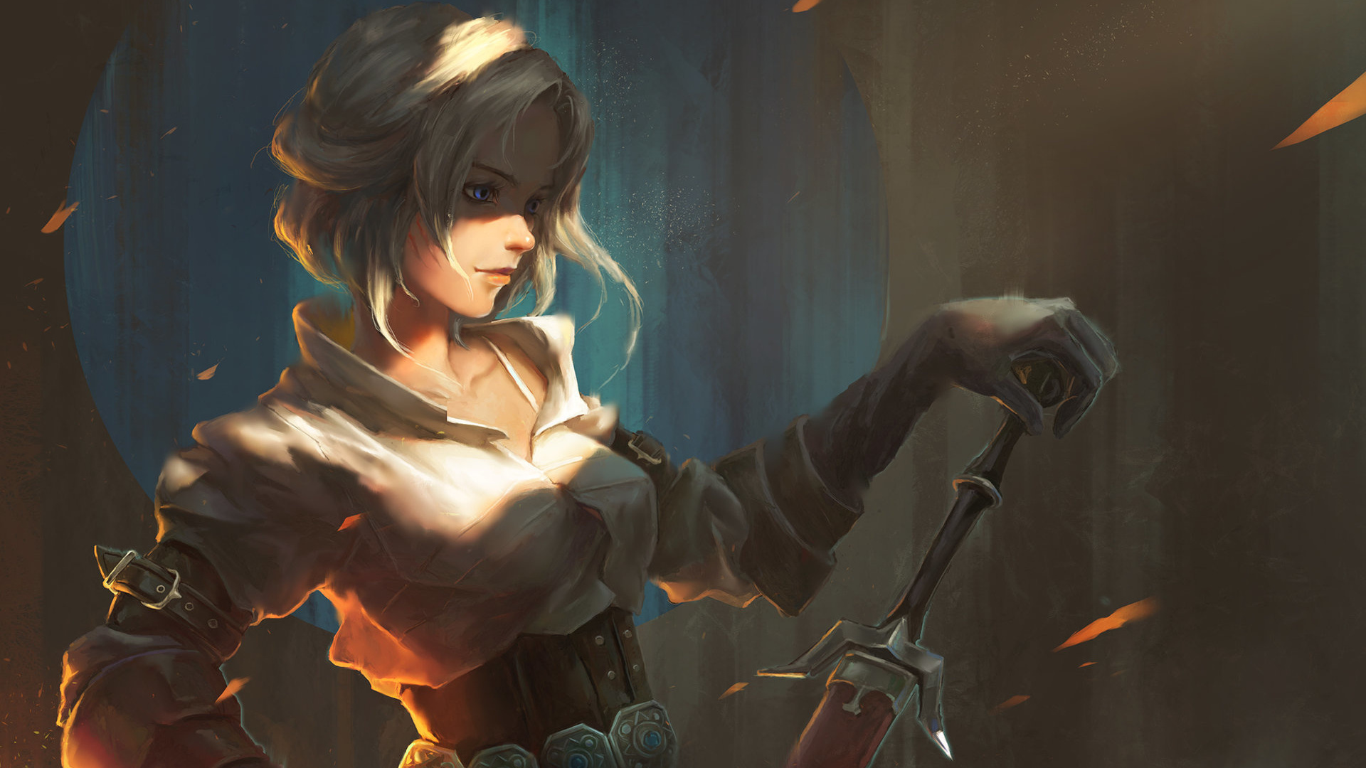 Wallpaper The Witcher 3 Ciri Painted Sword - Ciri Witcher 3 - HD Wallpaper 