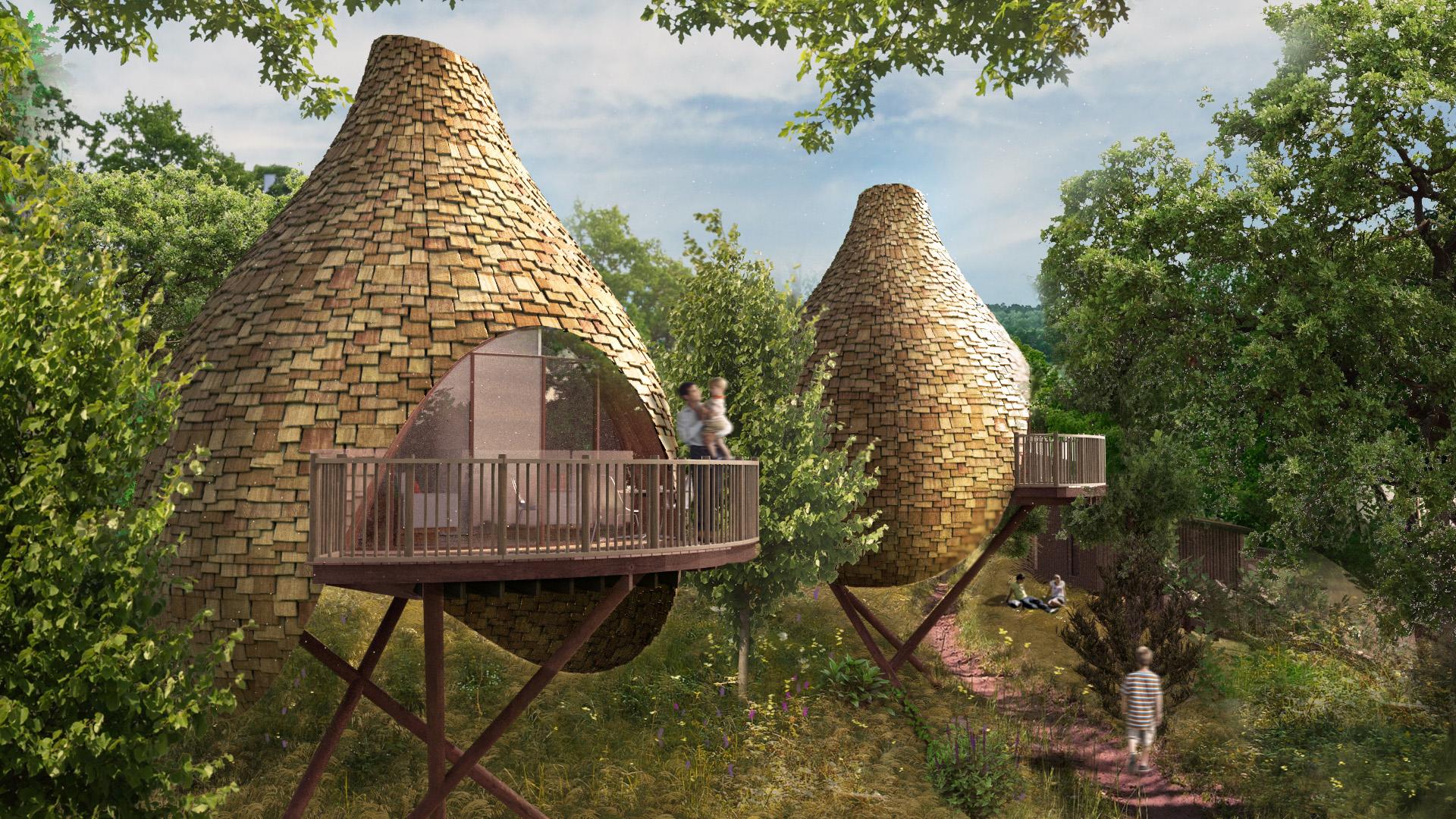 Tree House Wallpaper - Baobab Tree Inspired Treehouses - HD Wallpaper 