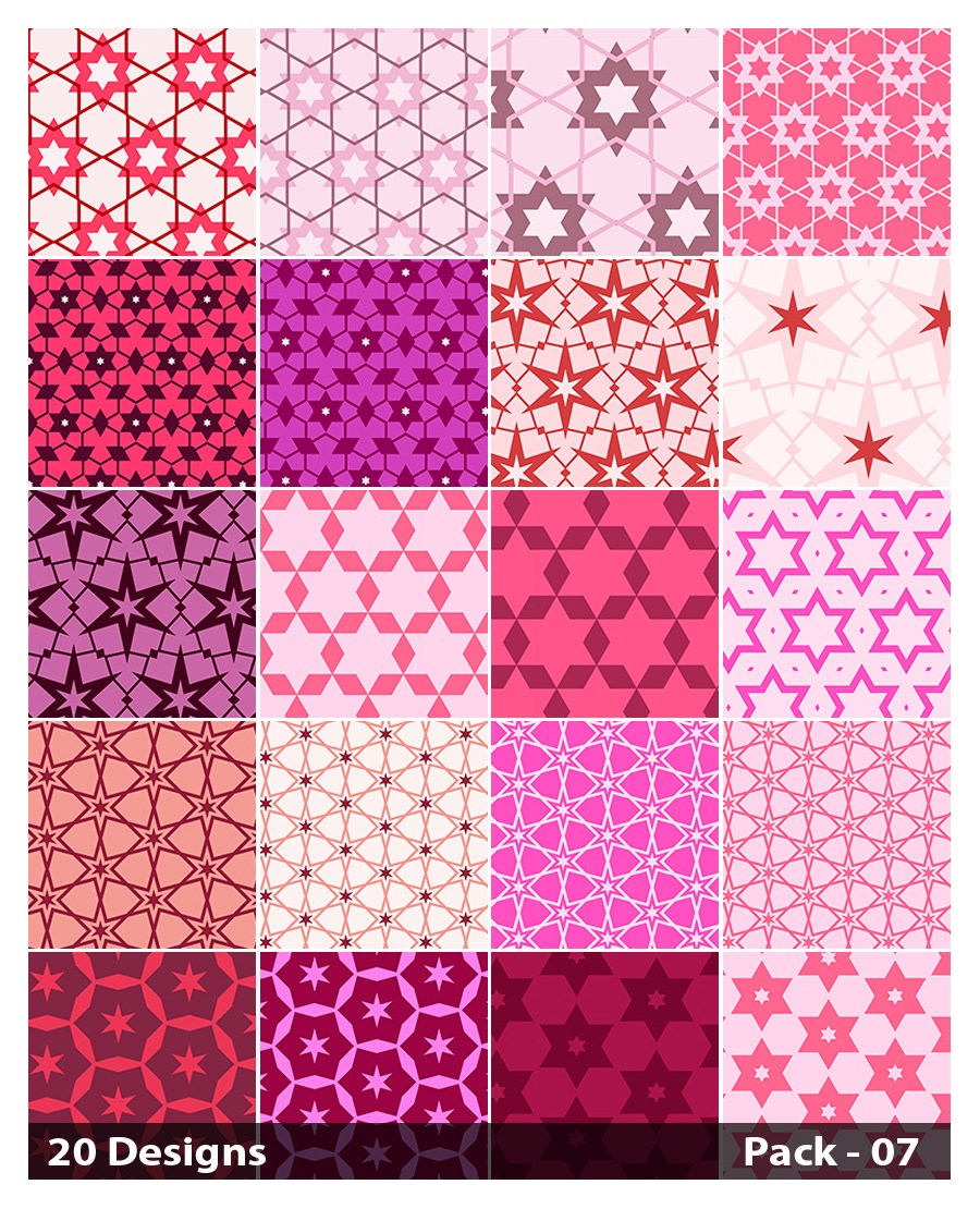 20 Pink Star Pattern Vector Pack - Vectores 20 Designs Pack 07 - HD Wallpaper 