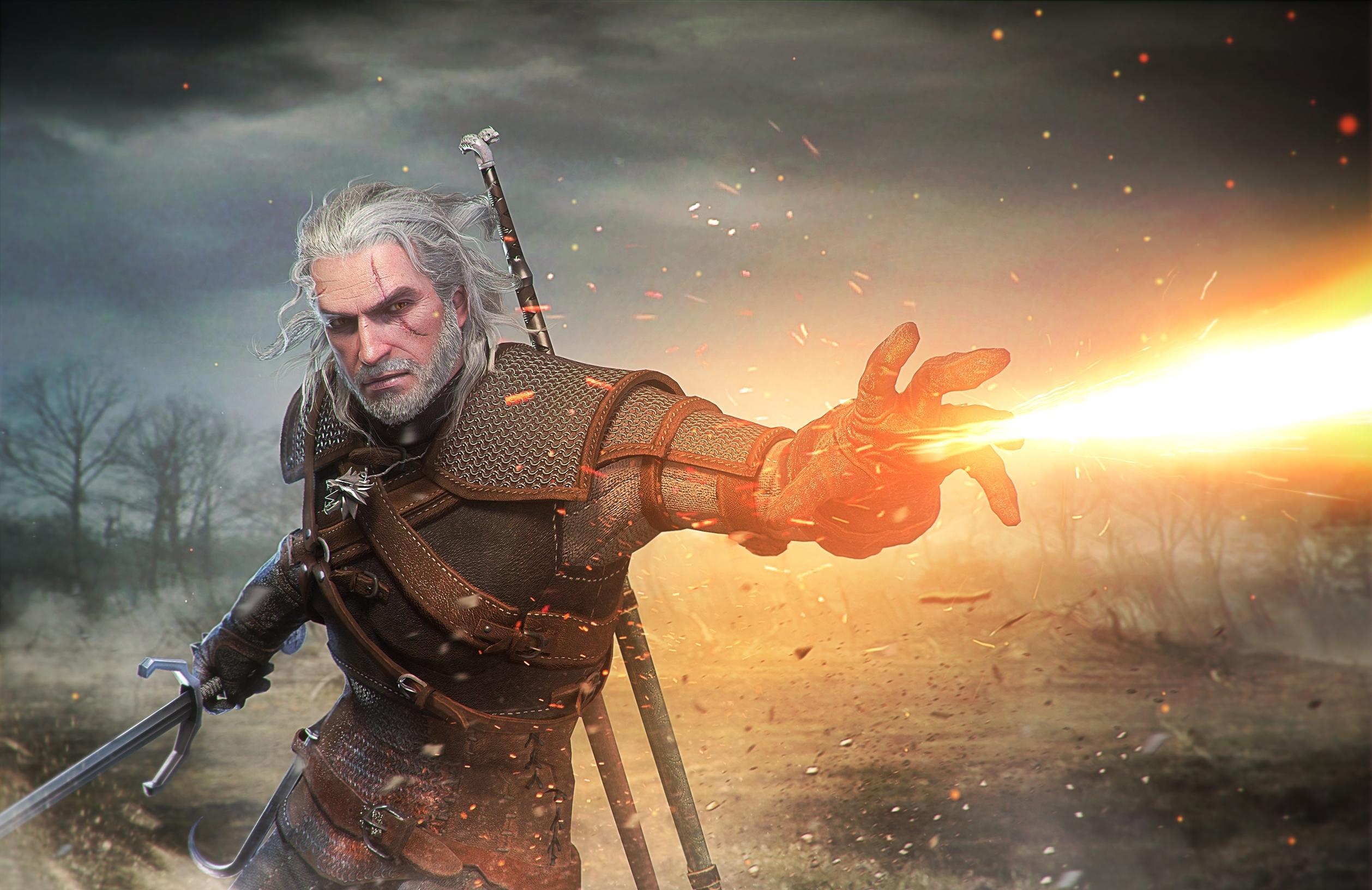 The Witcher 3, Wild Hunt, Geralt Of Rivia - Witcher 3 Geralt Magic - HD Wallpaper 