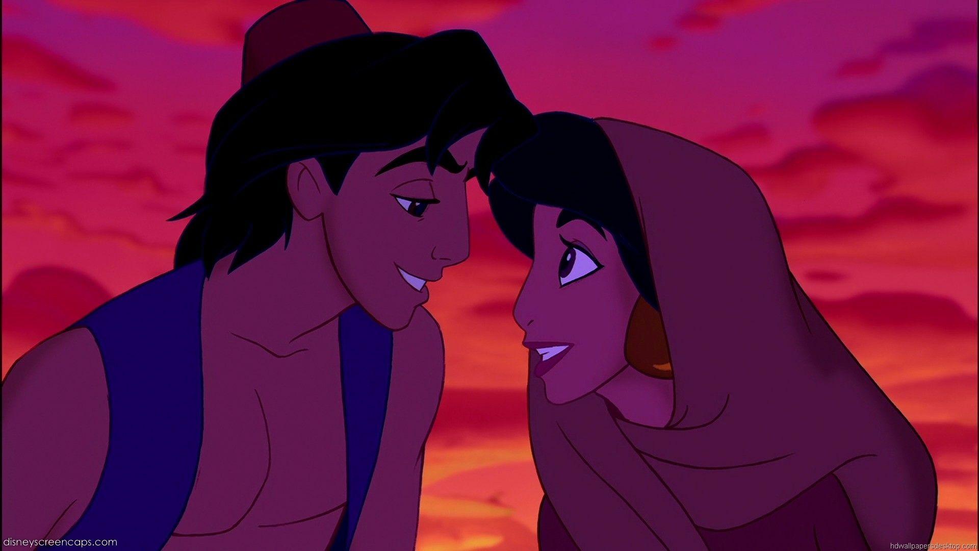 Aladdin And Jasmine Kiss Gif - HD Wallpaper 