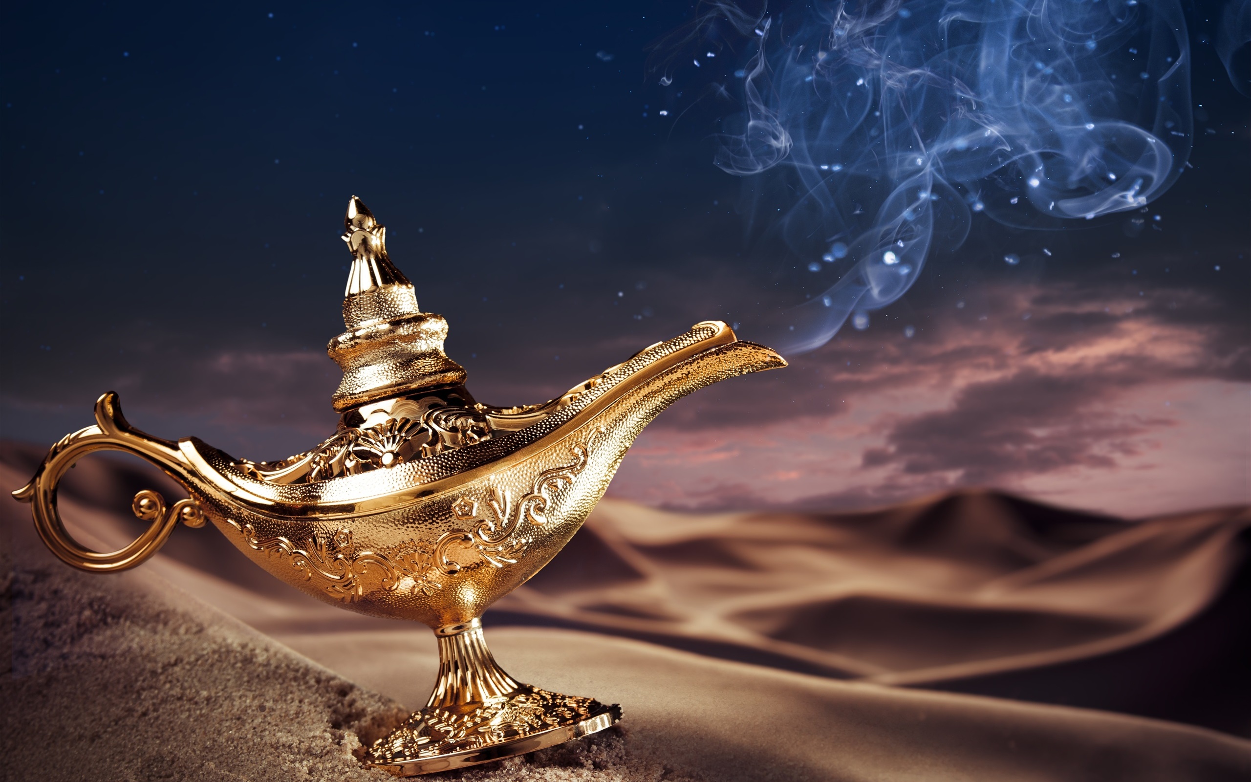 Wallpaper Aladdin S Lamp, Magic, Golden, Desert - Arabian Night - HD Wallpaper 