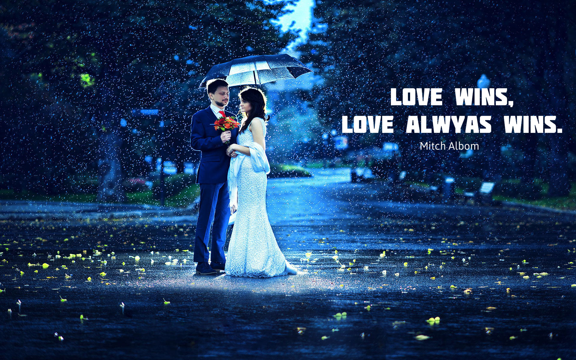 Love Couples In Rain With Quotes - HD Wallpaper 