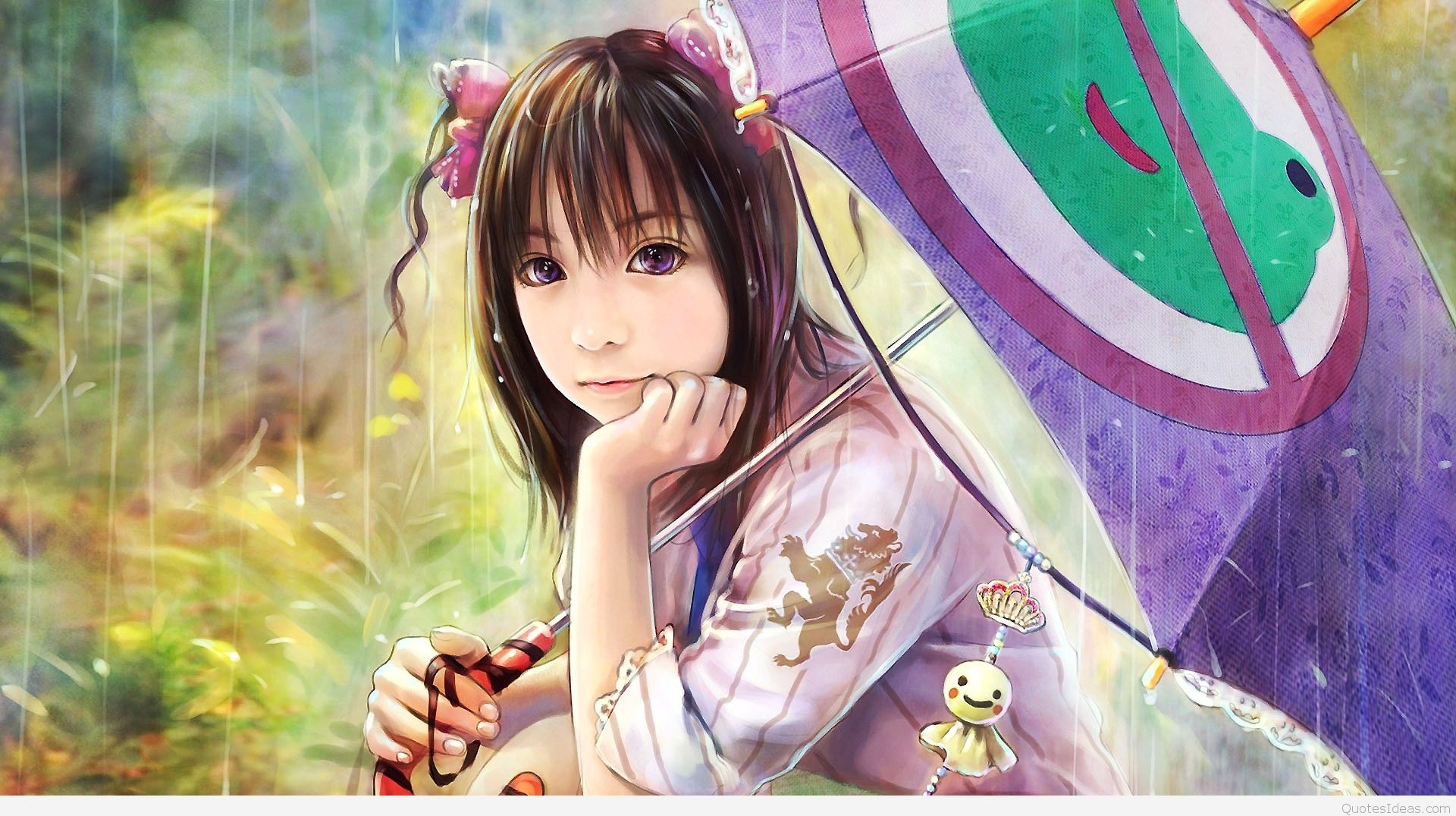 Animated Rain Wallpaper - Cute Girl In Rain - HD Wallpaper 