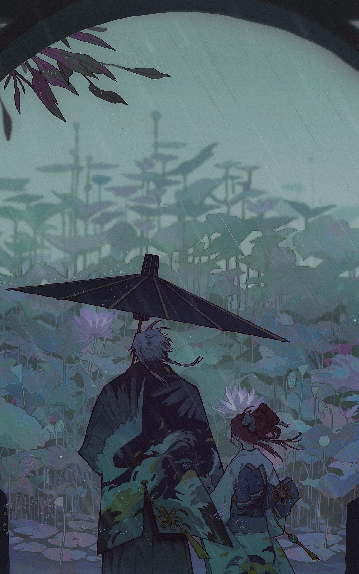 Forever 7th Capital, Anime Games, Raining, Scenic, - Anime Painting Couple Wallpaper Raining - HD Wallpaper 