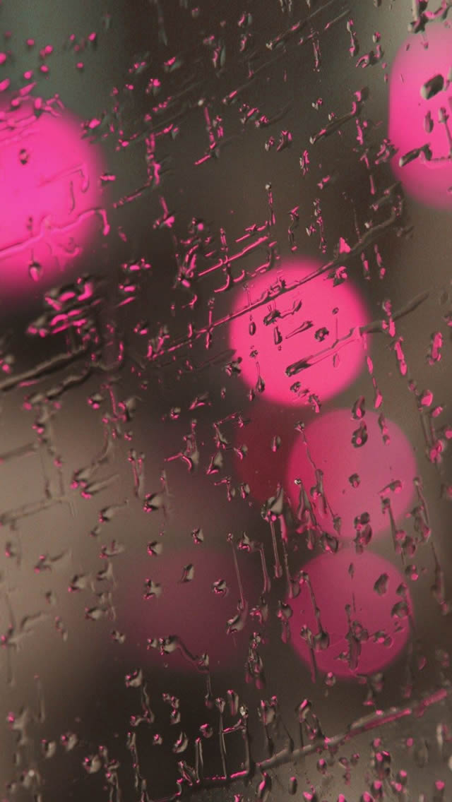 Rain On Glass Pink Lights Iphone Wallpaper - Rainy Glass Pink - HD Wallpaper 