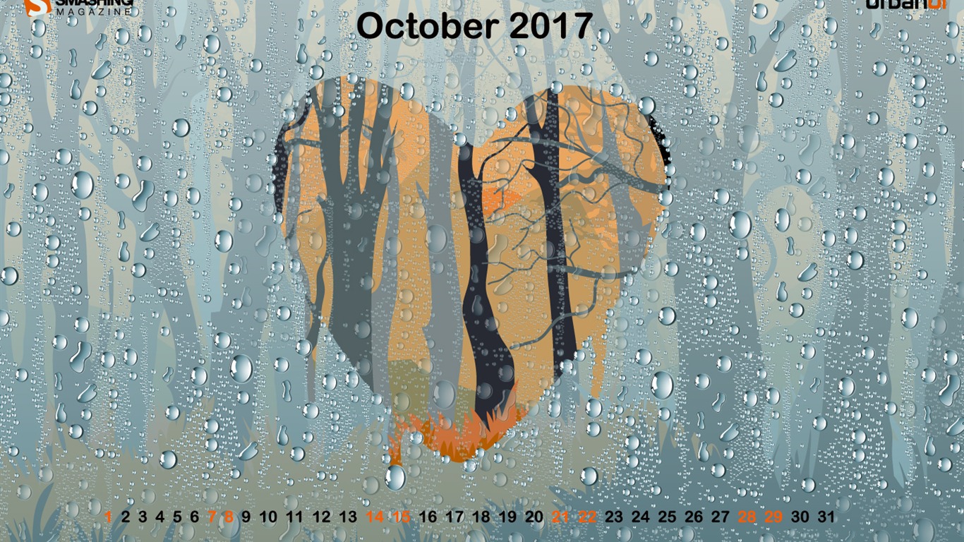 Rainy Romance-october 2017 Calendar Wallpaper2017 - Poster - HD Wallpaper 