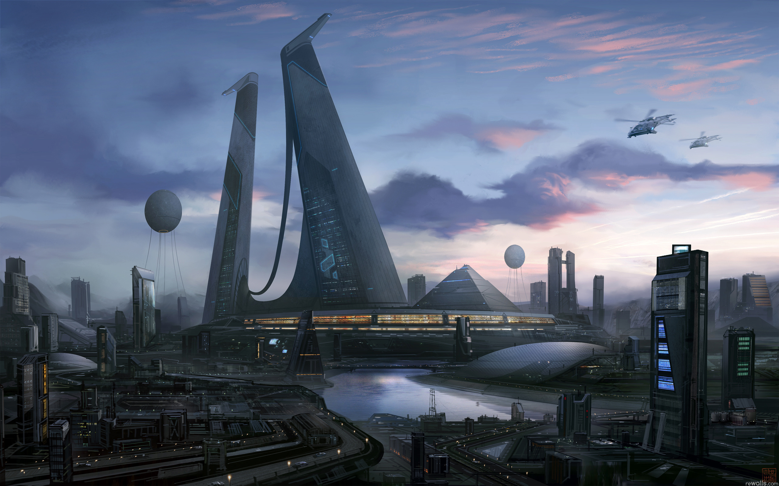 Sci Fi Beautiful City - HD Wallpaper 